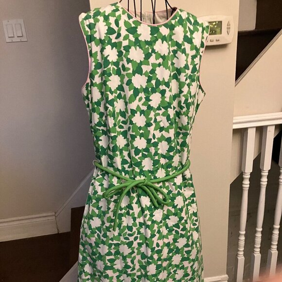 Vintage Dresses & Skirts - Vintage Vested Gentress Green and White Print